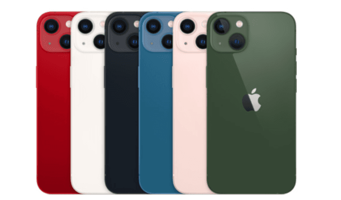 iPhone 13 de color rojo, blanco, negro, azul, rosado y verde