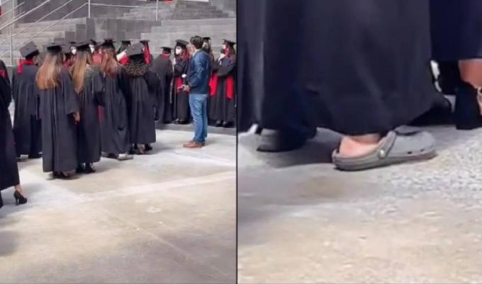 Joven acude en chanclas a su graduación y se vuelve viral