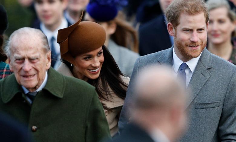 El príncipe Harry, el Príncipe Felipe y Meghan Markle