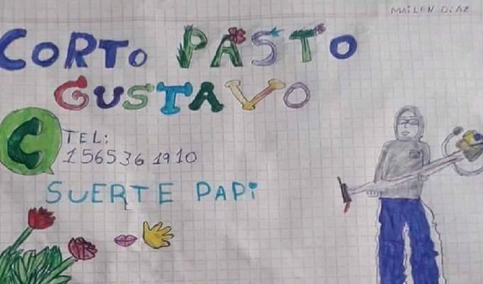Niña en Argentina hace dibujo para que su padre consiga trabajo