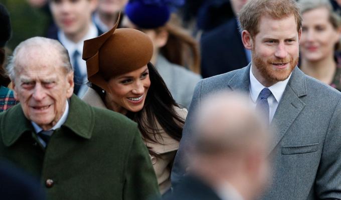 El príncipe Harry, el Príncipe Felipe y Meghan Markle