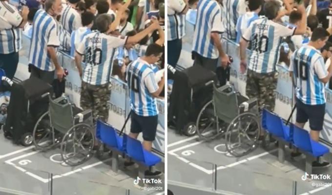 Hinchas de Argentina se levantan en silla de ruedas