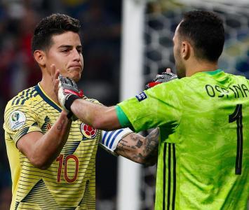 James Rodríguez y David Ospina en el Colombia Vs Chile - Copa América 2019