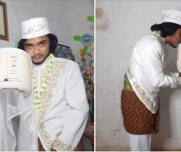 Hombre en Indonesia se casa con una olla arrocera 