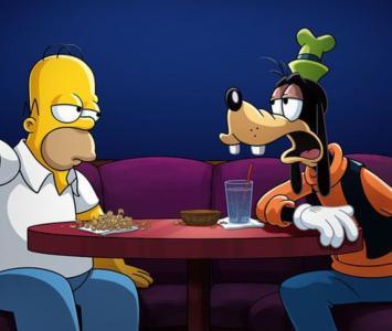 Homero Simpson y Goofy 