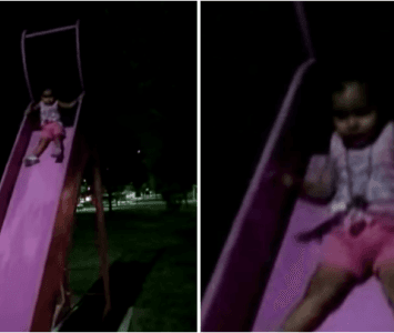 Fantasma juega con una niña en un parque 