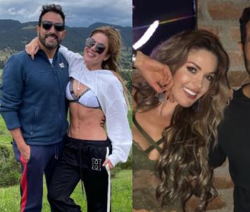 Nataly Umaña posando feliz con Alejandro Estrada